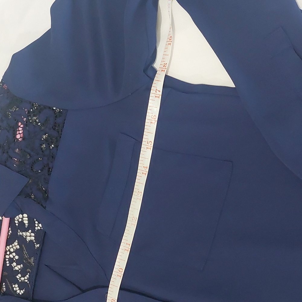 Express The Portofino Navy Blue Button Down Shirt with Lace .Size XS - Picture 4 of 6